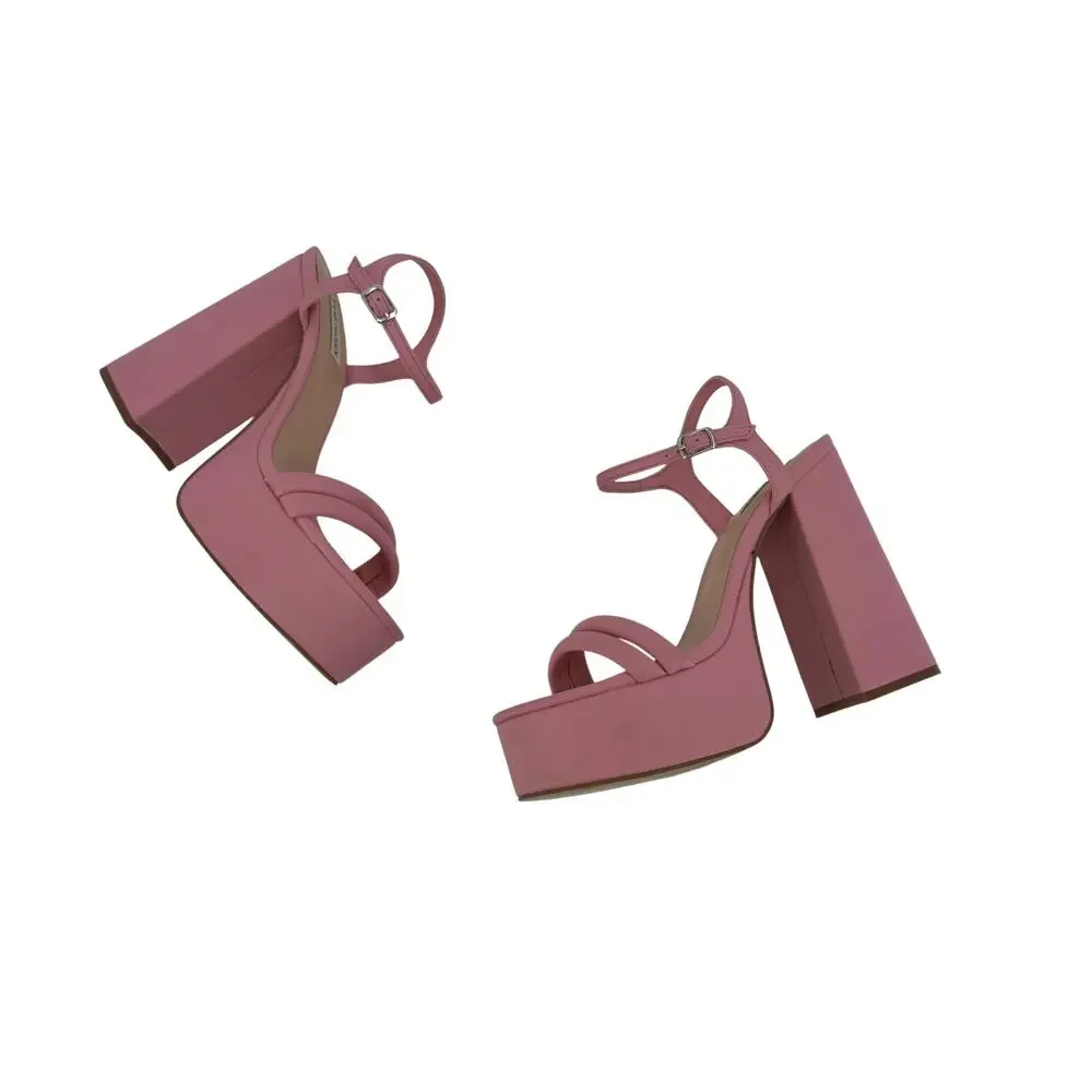 Steve Madden Tille Chunky Platform Sandal Heels size 10 Pink Vegan Leather